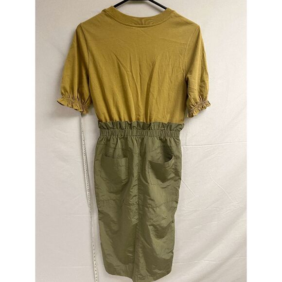 Womens Short puff Sleeve Cropped Pants Jumpsuit Olive Brown Size Small - Picture 4 of 11